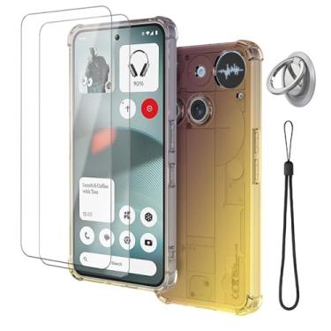 Imagem de YAJOJO Capa For Nothing Phone 3 com 2 películas protetoras de tela - Capa protetora à prova de choque de TPU (poliuretano termoplástico) macio e colorido degradê fofo para celular 3, antiarranhões