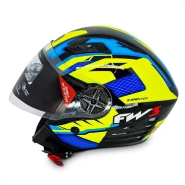 Imagem de Capacete Moto FW3 X Open Up Fox Amarelo com Azul Tamanho 56