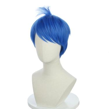 Imagem de WAVELNM Peruca infantil azul com franja infantil curta Bob peruca azul engraçada para meninas perucas sintéticas cosplay peruca sintética com touca de peruca