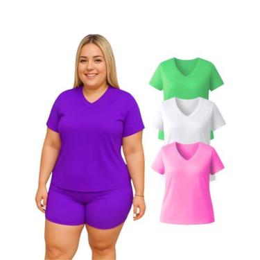 Imagem de Kit 3 Camiseta Manga Curta Dryfit Fitness Academia Plus Size Cores Sor
