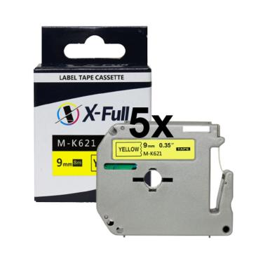 Imagem de Kit 5 Fitas Compatível Brother MK 621 Fita Amarela Preta 9mm