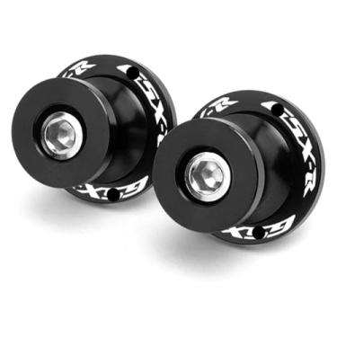 Imagem de Compatível com GSXR 125/150/600/750/1000 GSX-R Spools Sliders Parafusos de suporte CNC M8 Acessórios de motocicleta Braço oscilante 1 par de parafusos (preto)