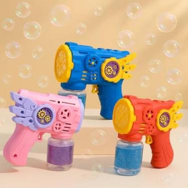 Imagem de Pistola de Bolhas de Sabão Automática, Brinquedo com Refil Incluso, Azul, Rosa e Vermelho (Vermelho)