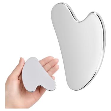 Imagem de Pedra Gua Sha Inox para Massagem Facial Ferramenta Anti Rugas SkinCare Drenagem Facial e Muscular Anti Idade