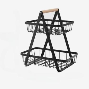 Imagem de Fruteira De Mesa MéDia Premium Cesta Frutas De Mesa 33cm Aramado 2 Andares E 3 Andares Organizador Multiuso(Fruteira--2Andares- B//27x33cm)
