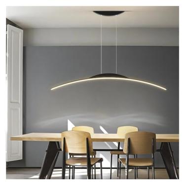 Imagem de Lustre LED moderno compatível com sala de jantar, cozinha, bar, sala de estar, quarto, luminária pendente de teto, design simples preto, luminária de lustre