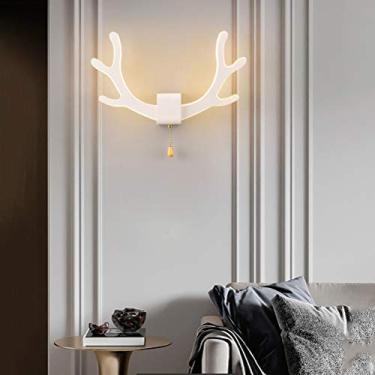 Imagem de LED Interior Regulável Moderno Sala de Estar Luzes de Alce Luminária de Parede Luz de Leitura Quarto Luzes de Veado Abajur de Cabeceira Tricolor Escurecimento 1 Branco
