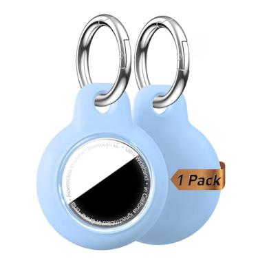 Imagem de MOLOSLEEVE Capa com suporte para AirTag com chaveiro, porta-chaves à prova d'água antiarranhões e choque, para AirTags, acessórios para rastreadores de itens GPS, capas para mochilas, bolsas, bagagens