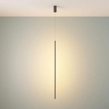 Imagem de Lustre Linear Luz Única Retângulo LED Pendente Luz Longa Escadaria Lustre Regulável Moderno Tira Longa LED Pendente Luz para Cozinha Ilha Quarto Sala de Estar Hall, 3000k 80cm