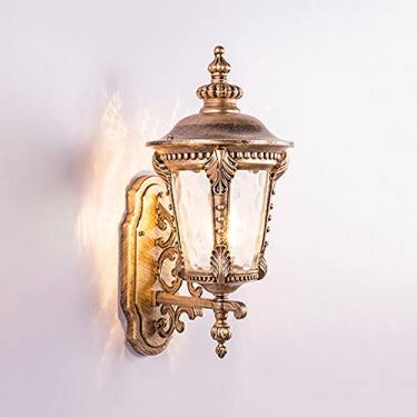 Imagem de Luminária de parede externa, luminária vintage de parede, luminária de parede para varanda com cúpula de vidro d'água, soquete E27, luminária de parede para entrada de varanda (cor: bronze,