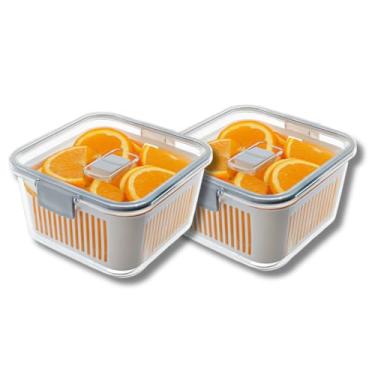 Imagem de Kit 2 Organizadores Geladeira Hermético | Para Armário Cozinha Geladeira | 1,36 Litros Com Tampa Hermética | Caixa Plástica para Legumes, Saladas, Alimentos e Vegetais | Paramount