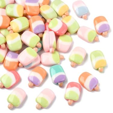 Imagem de Stiesy 100 peças de pingentes de geleca de picolé cabochão opaco resina sorvete flatback sem furo contas a granel para fazer joias, acessórios de decoração de bolos, suprimentos para scrapbooking