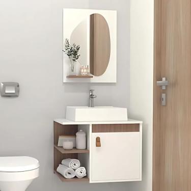 Imagem de Gabinete de Banheiro Suspenso 1 Porta com Cuba e Espelheira (Branco/Jequetiba)