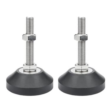 Imagem de BORDSTRACT Niveladores de base de borracha, 2 peças de pernas ajustáveis para móveis M6, pés de nivelamento de metal rosqueados, niveladores de móveis facilmente ajustáveis, para todos os tipos de pés