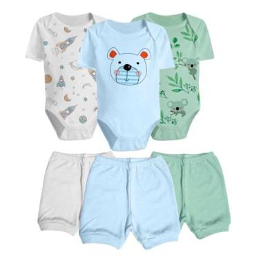 Imagem de Kit Body Estampado E Short Liso 6 Pçs Algodão Roupa De Bebê - Koala Ba