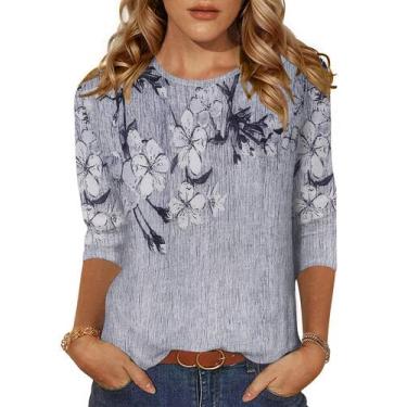 Imagem de Túnica Zeagoo feminina de manga 3/4 plus size casual 2025