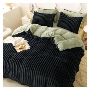 Imagem de Conjunto de capa de edredom de pele de coelho artificial engrossada de inverno de quatro peças Queen Size Conjunto de cama quente (C Queen)