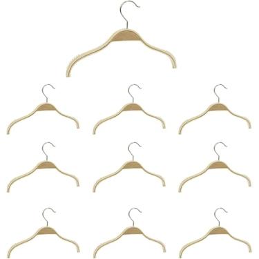 Imagem de Cabides De Madeira, Conj.10, Cor Natural, Cabides De Fato Forma Plana, 38 Cm De Largura, Para Saias, Tops, Casacos E Casacos, 35cm