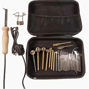 Imagem de LGEOELIAS Conjunto de ferramentas de fabricação de flores falsas, equipamento de fabricação de flores de tecido artificial com 27 cabeças de engomar, temperatura ajustável, máquina de passar folhas