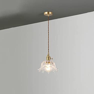 Imagem de YQSLQZZ Lustre de sala de jantar escandinavo, luminária pendente de vidro japonesa retrô ilha de cozinha, sala de jantar, bar, casa de fazenda, iluminação decorativa luzes de teto suspensas