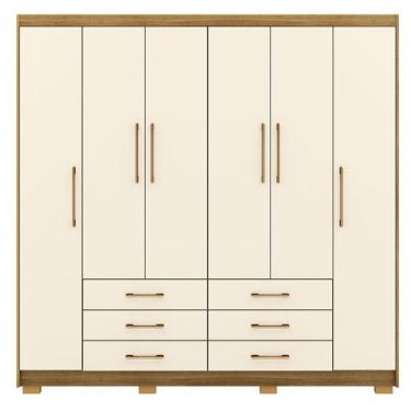 Imagem de Guarda-Roupa Casal 6 Portas 6 Gavetas 100% MDF Cadence Nature/Champagn