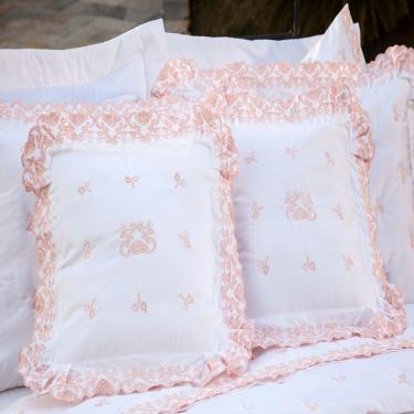 Imagem de Almofada Decorativa Bordada 600 fios Rivieri Branco Vilela Enxovais 2 peças