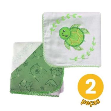 Imagem de Kit 2 Cueiros Neutro - 1 Bordado + 1 Com Aplique Bebê - Dugu