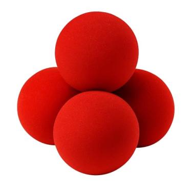 Imagem de MilesMagic Magician's Conjunto de 4 bolas de esponja clássicas close-up 4,5 cm macias e engraçadas comédia de rua truque de mágica (vermelho)