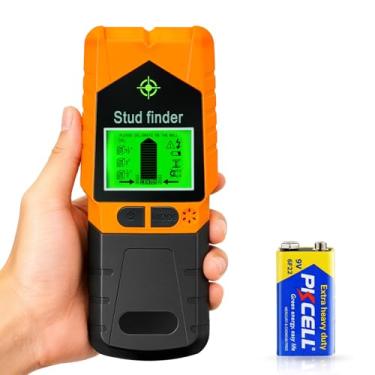 Imagem de Scanner de parede 6 em 1 com sensor magnético, detector de pinos para madeira, fio AC, vigas, tubos, detecção de metal com visor LCD de alta definição e alarme de áudio