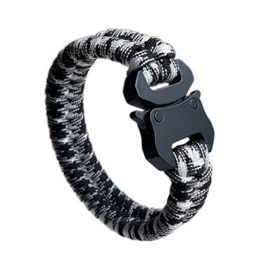 Imagem de SU LIFE 1 conjunto de pulseiras de cordão de paraquedas Fishtail trançado com fivela de liberação lateral pulseiras de 21,6 cm, Small, Sem Pedra Preciosa