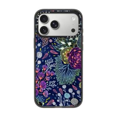 Imagem de CASETiFY Capa Impact para iPhone 17 Pro Max [fina/compatível com Magsafe/2,5 m. Proteção contra quedas de grau militar 4X] - Floral escuro - Preto transparente