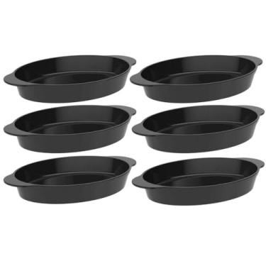 Imagem de Jogo 6 Travessas Oval Preta 800ml Plástico Baixelas Servir Cozinhas Restaurantes Buffets Coza Uno