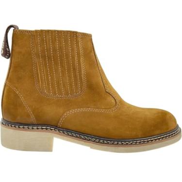 Imagem de Botina Vira Francesa Costurada na Maquina Passeio Trabalho Elástico Coberto em Couro Bico Redondo Oliveira 420 (CASTOR, PADRÃO, BR, Adulto, Numérico, 36)