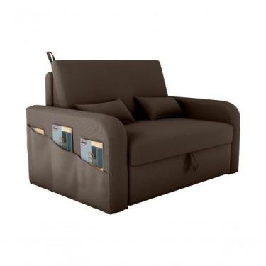 Imagem de Sofá Cama Lady Day 2 Lugares Conforto Veludo Marrom Matrix Sala Com Ba