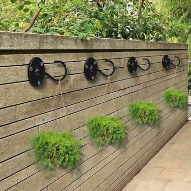 Imagem de Cabide de ferro resistente ganchos de montagem na parede e no teto para cestos pendurados em casa, jardim, lanternas, sinos de vento, plantadores, cabides grandes pretos 3