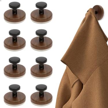 Imagem de 8 peças de gancho de toalha com ventosa sem perfuração, montado na parede, fácil instalação, porta-chaves, cabide para entrada, guarda-roupa, cozinha (preto-marrom, 8)