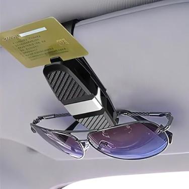Imagem de Porta-óculos para viseira de sol de carro, suporte de óculos de sol com clipe de cartão de bilhete