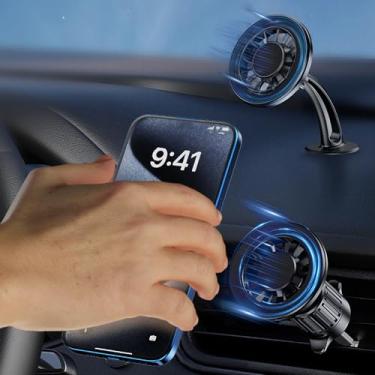 Imagem de Compatível com suporte magnético para celular Magsafe Car Mount Dash 360° Acessórios de carro compatíveis com iPhone 16 15 14 13 12 Pro Max Plus Max