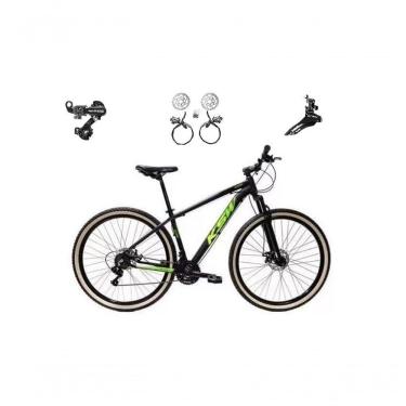 Imagem de Bicicleta Aro 29 Ksw Xlt 24v K7 Câmbios Shimano Freio Hidráulico Garfo Trava Pneu Faixa - Preto/verde Tam.21
