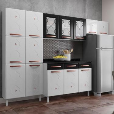 Imagem de Cozinha Compacta Aço Telasul Mirage New 3vidros 3pçs Bco/pto