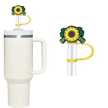 Imagem de Capa de canudo de girassol para copo Stanley de 40 e 850 g, tampa de cobertura de palha de silicone de 10 mm para acessórios de copo Stanley, bonito topo de palha para copos, tampa de palha para