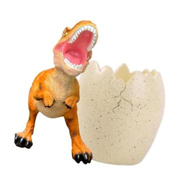 Imagem de oshhni Porta-canetas de dinossauro, organizador de pincéis de maquiagem, peça central para mesa, organizador de armazenamento, porta-lápis para penteadeira e, Laranja