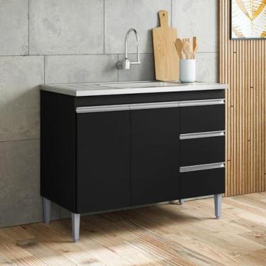 Imagem de Balcão de Cozinha Gabinete 100cm Andréia Sem Tampo AJL - AJL MÓVEIS, P