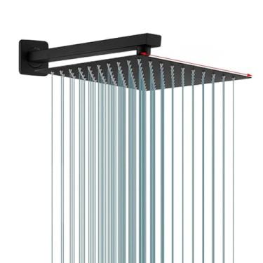 Imagem de Ducha Chuveiro Inox Quadrado 30×30cm Furos De Silicone Com Braco 33cm Cromado(Preto 30x30cm)