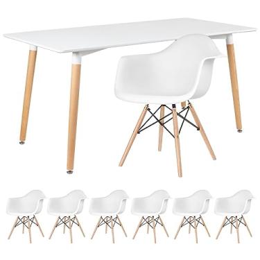 Imagem de Loft7, Mesa de jantar retangular Eames 80 x 160 cm + 6 cadeiras Eiffel DAW