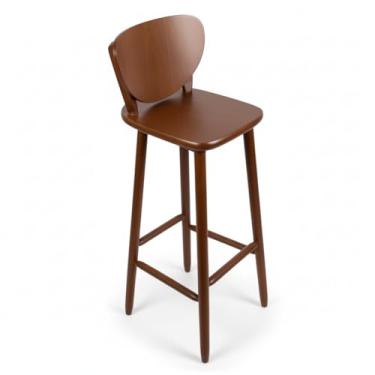 Imagem de Banqueta Alta em Madeira Preta Design Moderno com Encosto Bar e Bancada Passa Perto (Marrom)