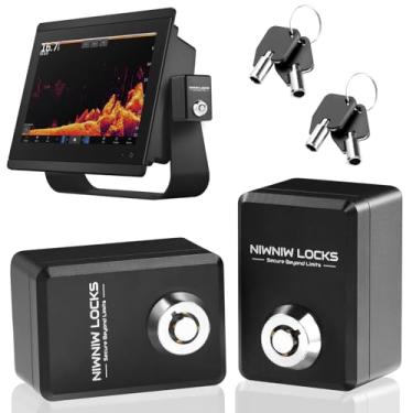 Imagem de NiwNiw Trava localizadora de peixes, pacote com 2 trancas retangulares de alumínio para fixação da unidade de pesca ao suporte de cardan para Garmin, Humminbird, Lowrance Sonars (preto)