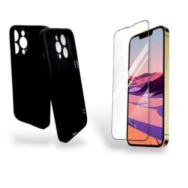 Imagem de Capinha Protetora com Interior Aveludado e Película de Vidro Temperado para iPhone Pro Max 14, Silicone, Proteção Completa