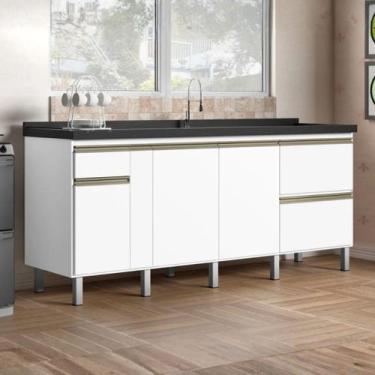 Imagem de Gabinete Cozinha 194cm Portas e Gavetas 100% Mdf Balcão Pia - Rainha d