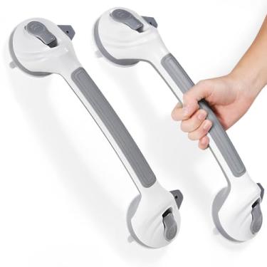 Imagem de Kit 2 Barra de Apoio para Banheiro com Ventosa 42,5cm, Alça de Chuveiro Antiderrapante Sem Furos, Segurança para Idosos, Deficientes, Cadeirantes e Grávidas